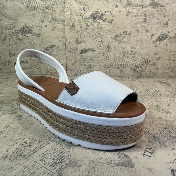 POPA WHITE  SAONA PLATFORM MENORCAN SANDALS - Picture 2 of 13